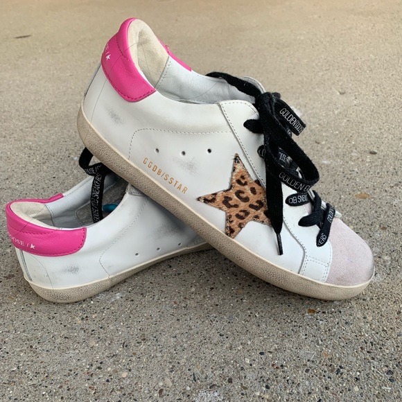 None Shoes - Golden Goose Women's Superstar Leopard Star Leather Sneakers (Size 7.5)